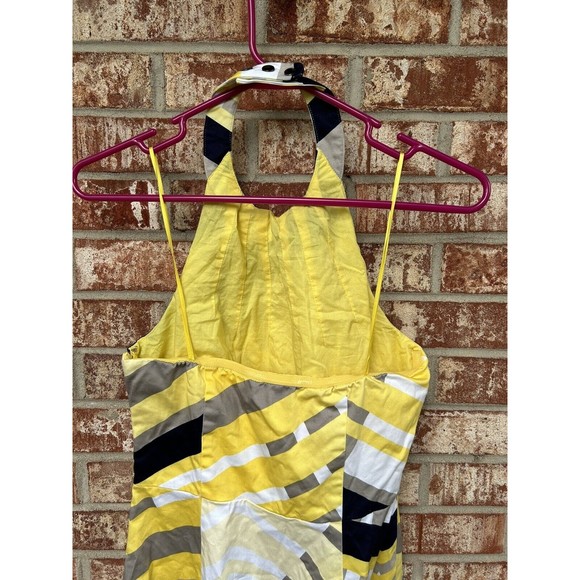 Jessica Simpson Women's Yellow Striped Halter Backless Pleated A-Line Dress 10 - Picture 7 of 11